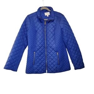 Charter Club, Quilted Jacket, Collar, Zip Up, Very Pretty Blue, Women's sz Mediu